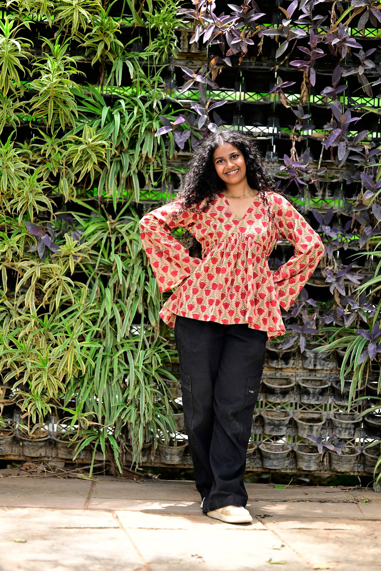Bell-Sleeve Peplum Top