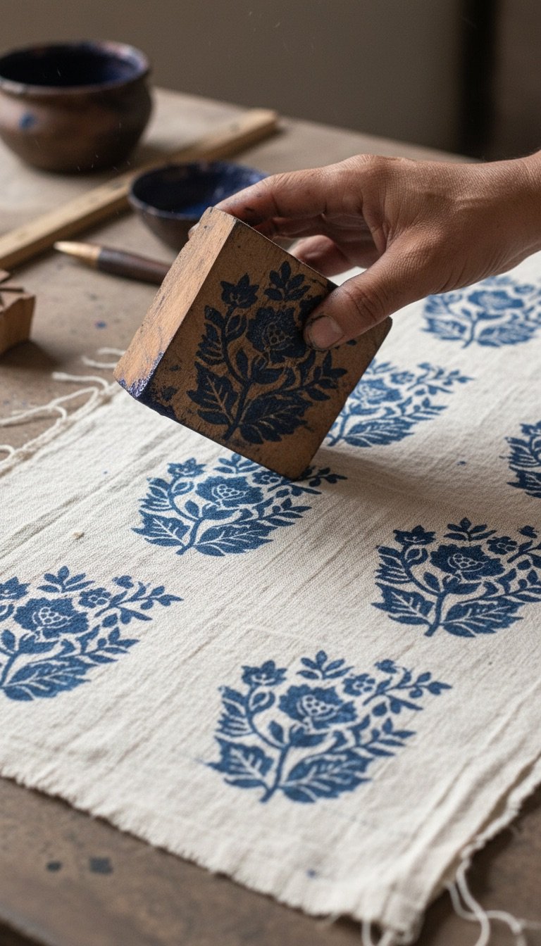 Block print artisan process