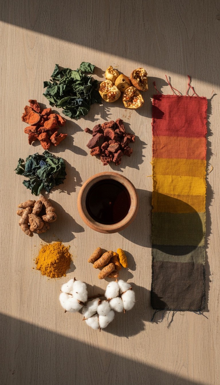 Natural dye ingredients — indigo, madder, turmeric