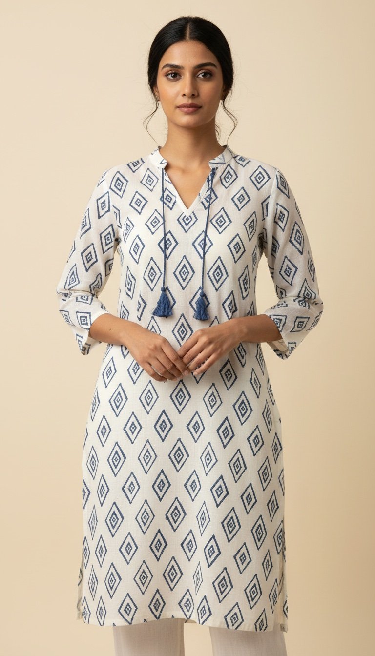 Indigo Block Print Tunic