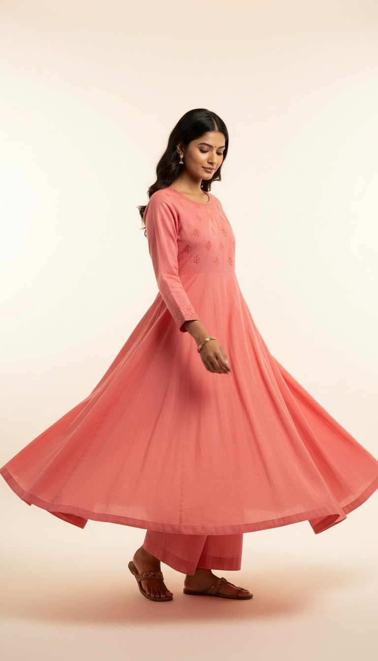Pomegranate Dyed Anarkali Kurta